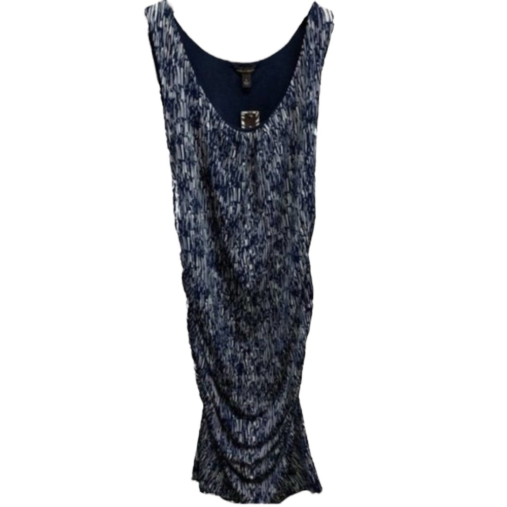 Dana Buchman Dress Sleeveless Bodycon NEW Blue White Stretch Lined‎ Coastal LG